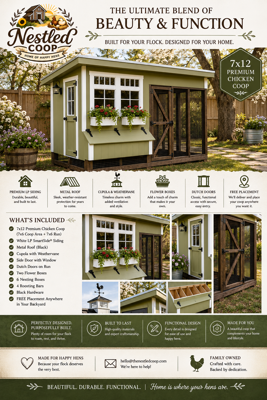 7x12 Custom-Designed Lean to Chicken Coop (up to 14 chickens)