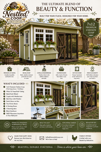 7x12 Custom-Designed Lean to Chicken Coop (up to 14 chickens)
