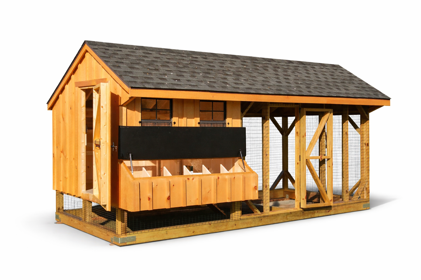 7x16 Quaker Combination Chicken Coop – Amish Built Board & Batten | The Nestled Coop