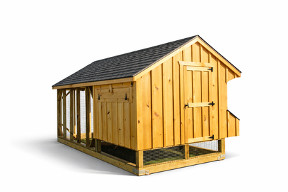 7x16 Quaker Combination Chicken Coop – Amish Built Board & Batten | The Nestled Coop