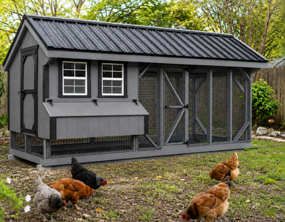 Hen House Collection Amish-Built 7x16 Quaker Combination Chicken Coop with Run (up to 14 Chickens)