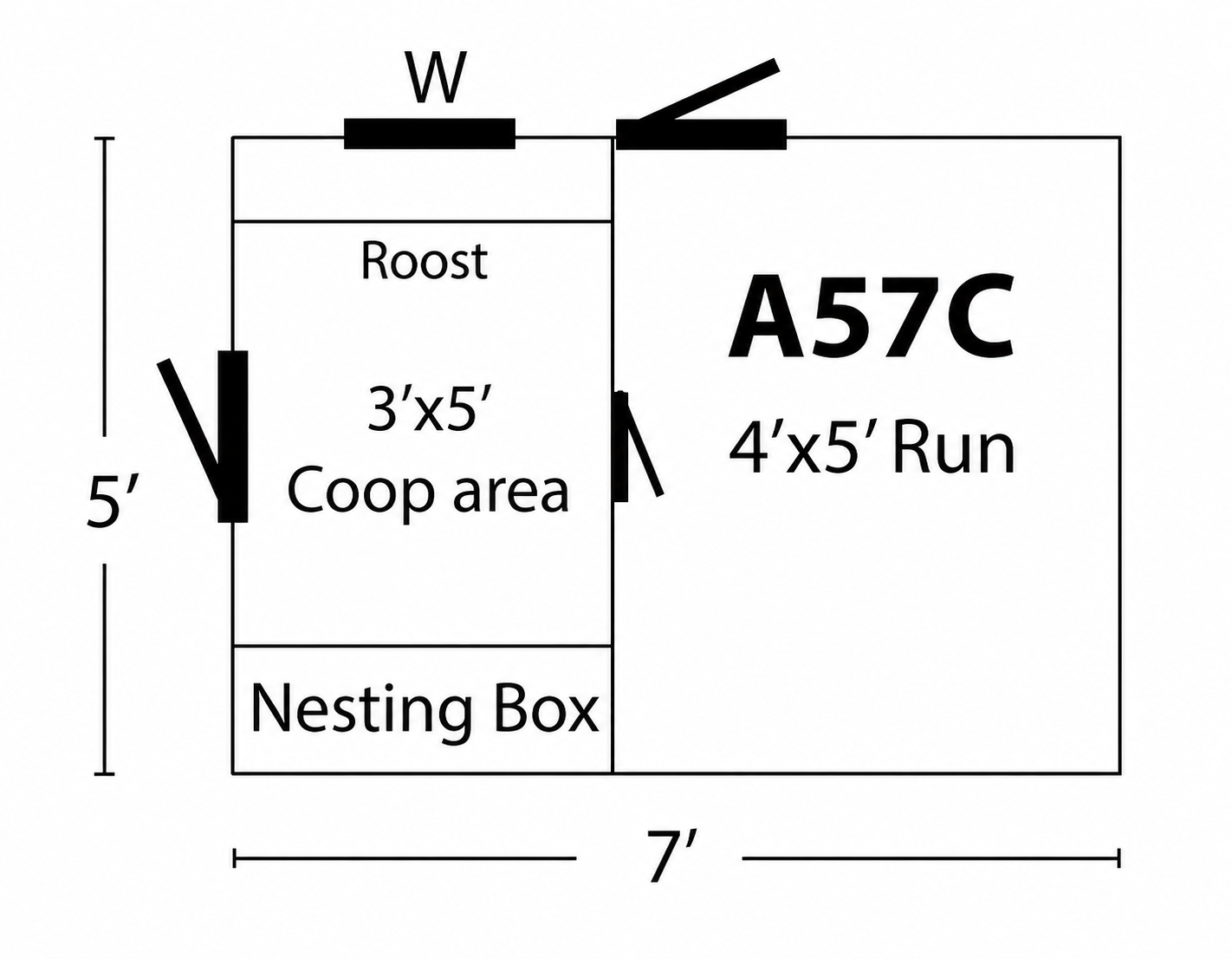 5x7 Custom-Designed Cottage A-Frame Coop (for up to 5 chickens)