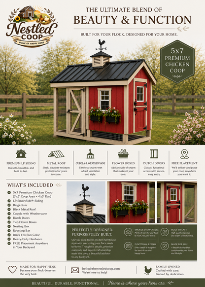 5x7 Custom-Designed Cottage A-Frame Coop (for up to 5 chickens)