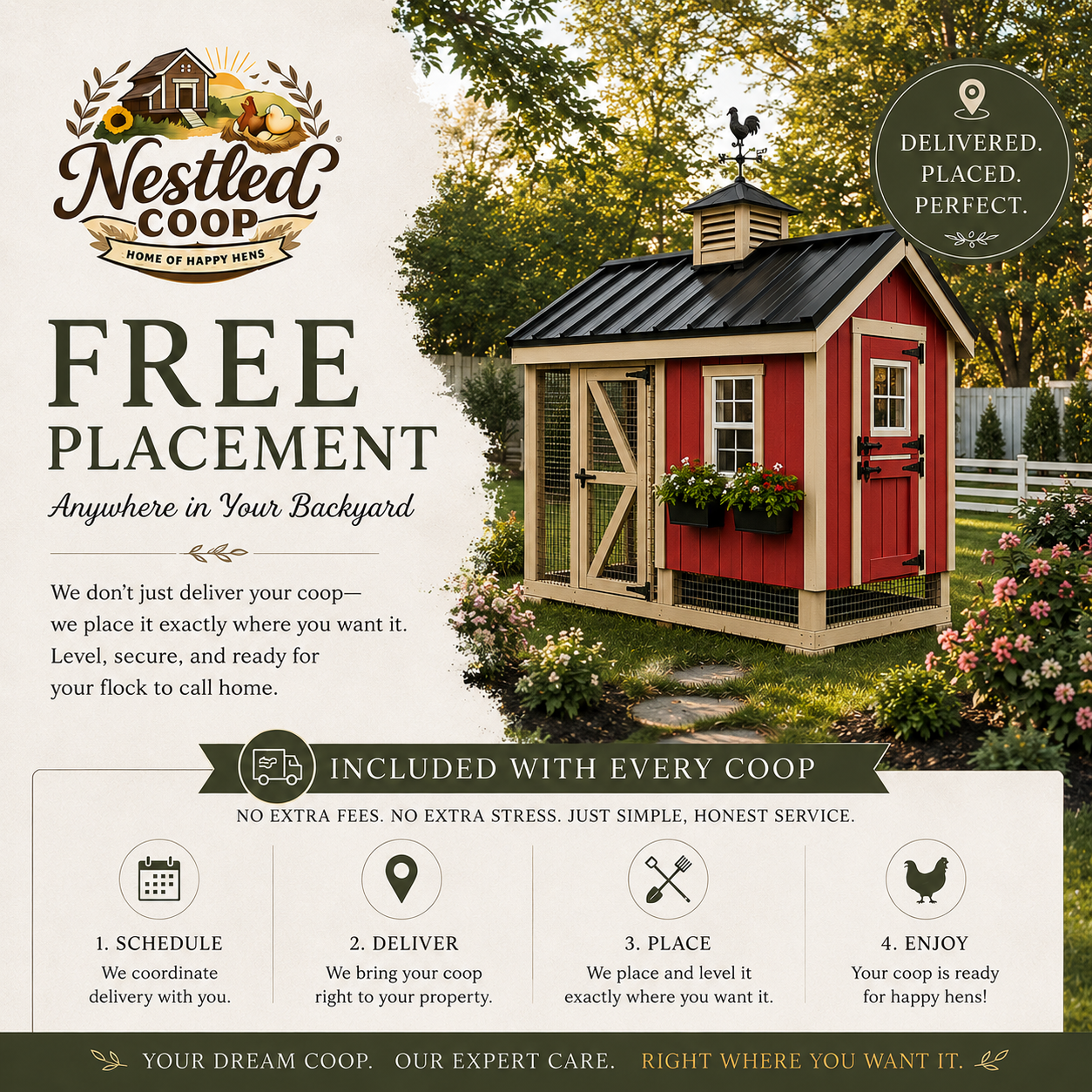 5x7 Custom-Designed Cottage A-Frame Coop (for up to 5 chickens)