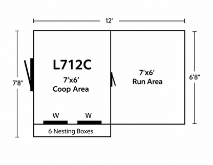 7x12 Custom-Designed Lean to Chicken Coop (up to 14 chickens)