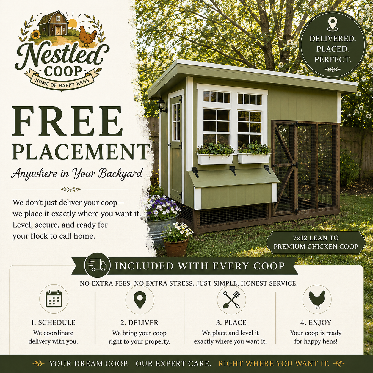 7x12 Custom-Designed Lean to Chicken Coop (up to 14 chickens)