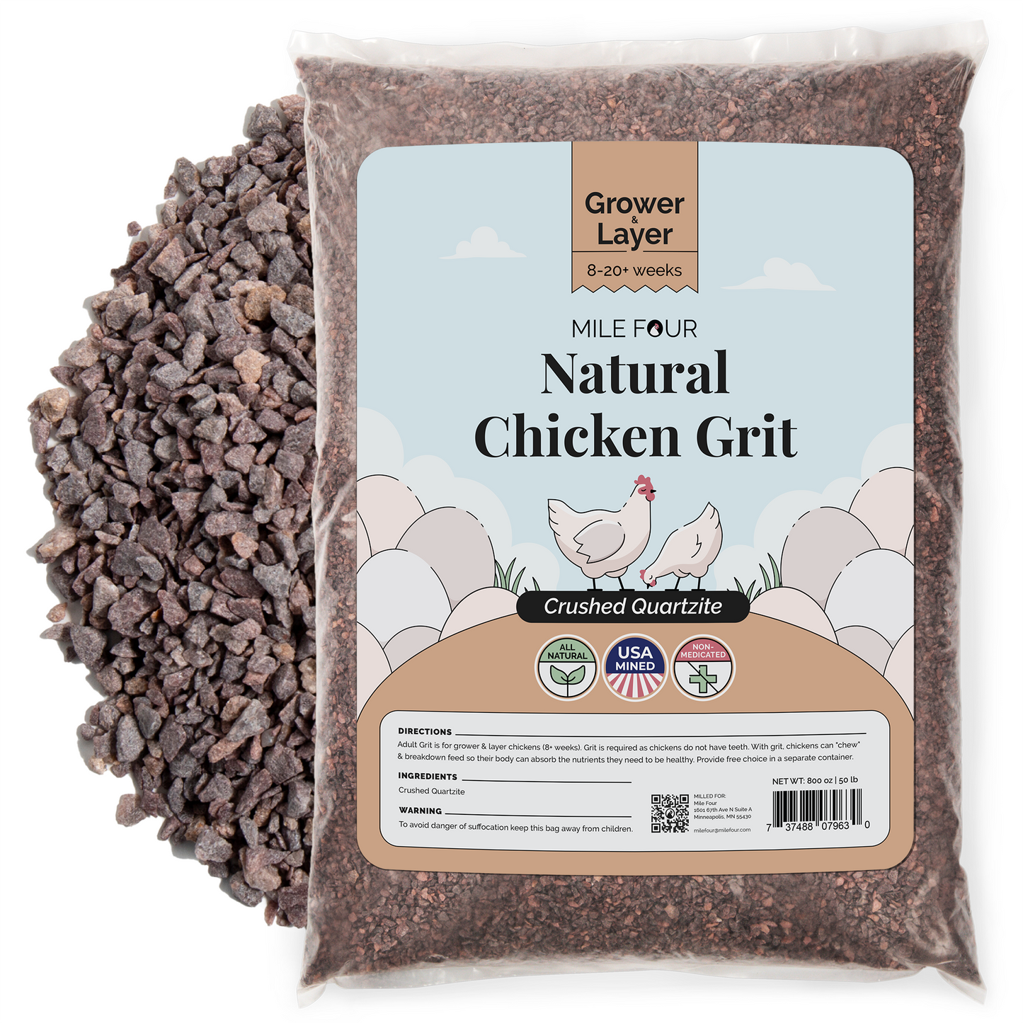 Mile Four Chicken Grit for Digestion & Nutrient Absorption