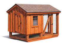 Wooden chicken coop with attached run A57C model for backyard chickens