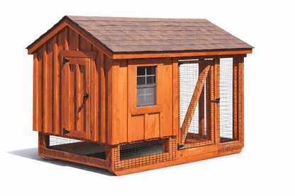 Wooden chicken coop with attached run A57C model for backyard chickens