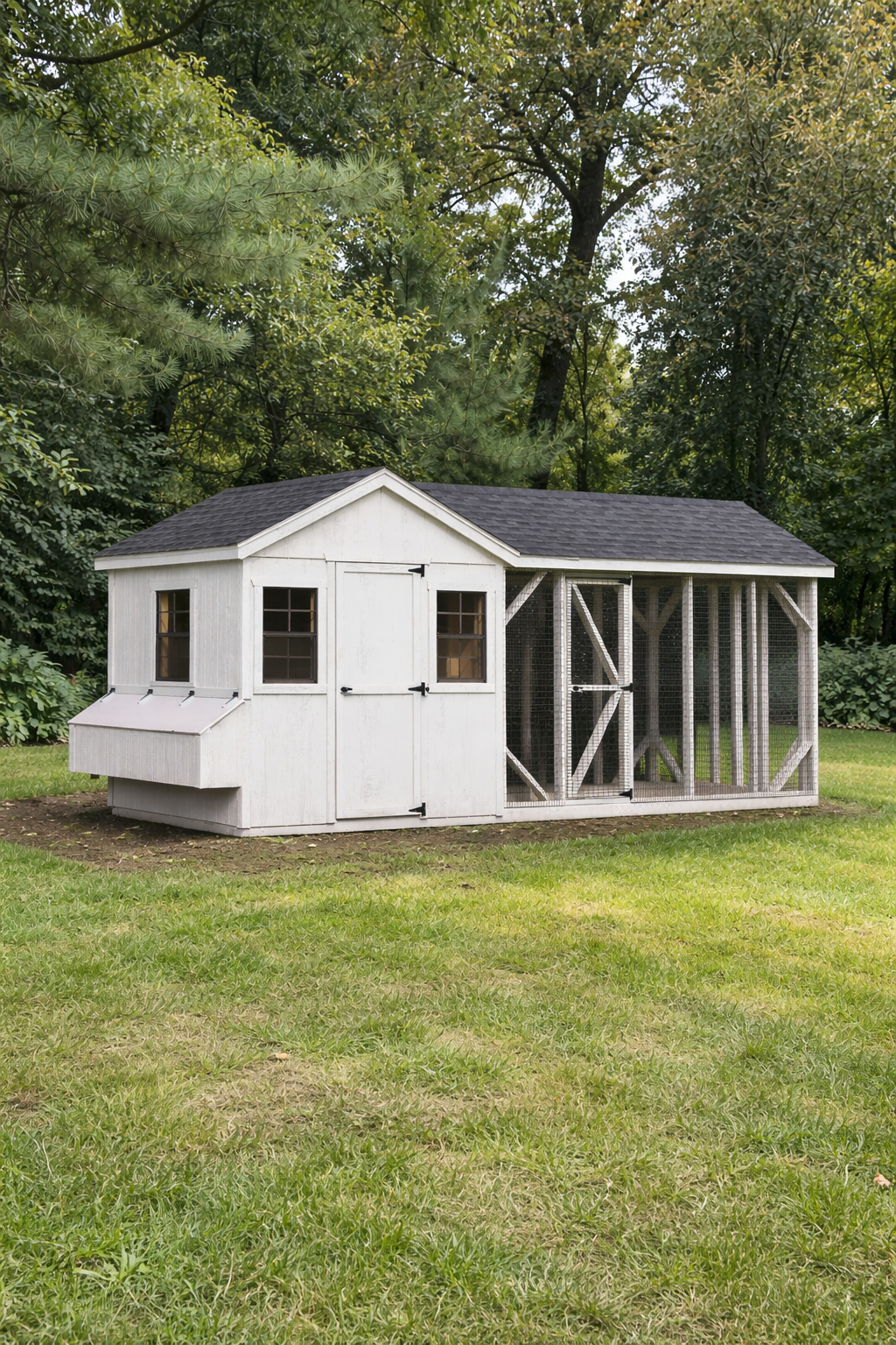 A818CRG 8x8 chicken coop with 8x10 run installed in Midwest backyard