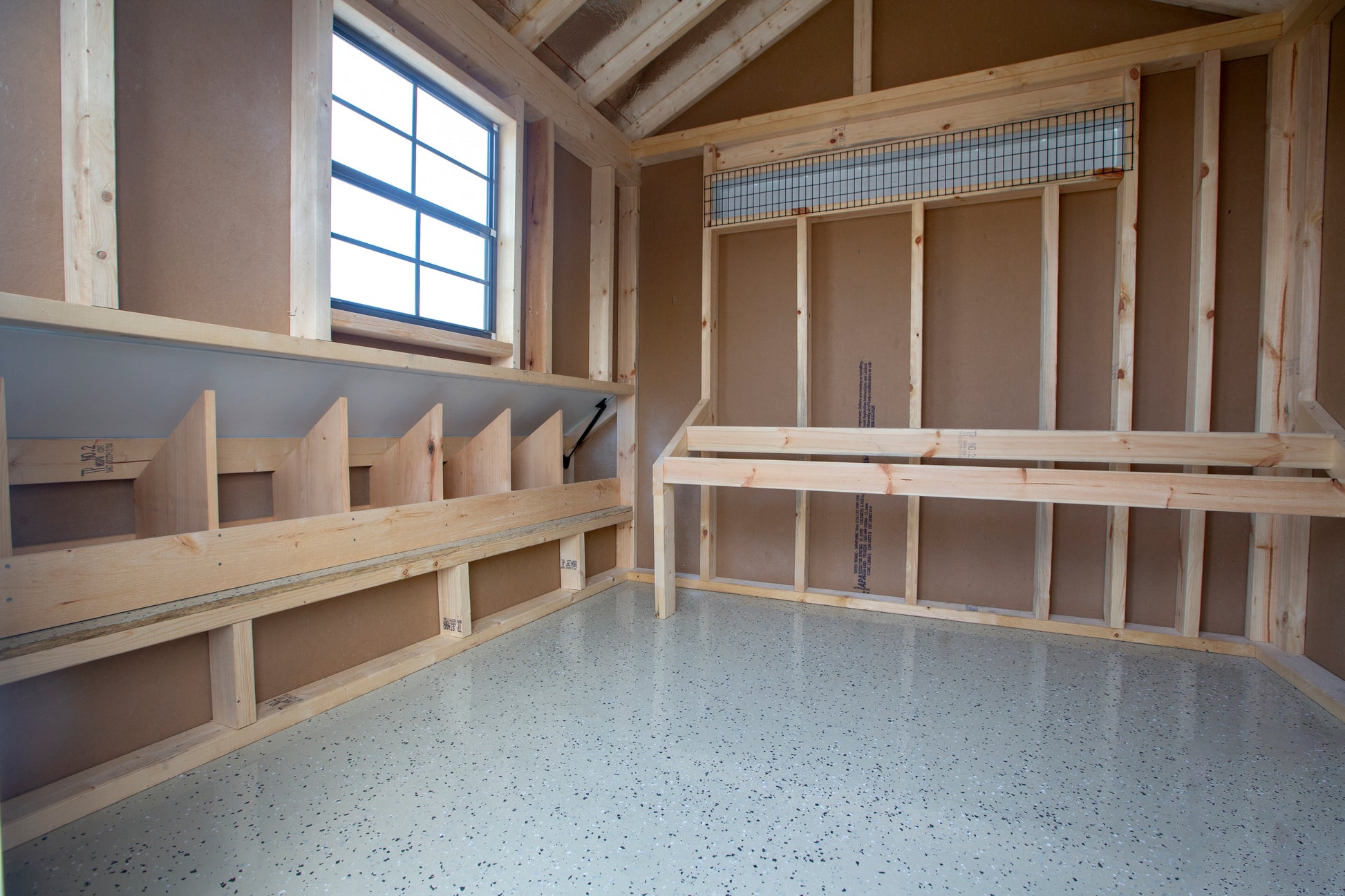 A818CRG chicken coop exterior nesting box with hinged lid close up showing solid wood construction
