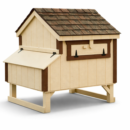Amish-built 4x4 A-frame chicken coop on white background with natural shadow