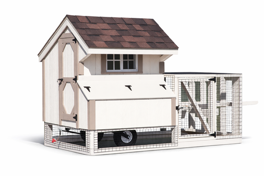 Amish-built 4x4 Quaker chicken tractor coop with run
