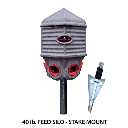 Close-up of CoopWorx chicken feeder soft-touch ports designed to reduce feed waste
