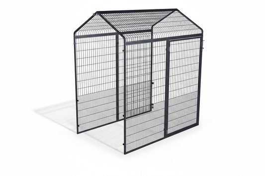 Extended Range Chicken Run Extension with steel frame and ½-inch predator-resistant mesh on white background