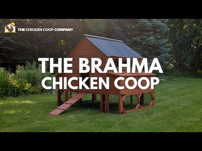 The Brahma Chicken Coop assembly instructional video thumbnail from The Chicken Coop Company showing step-by-step build walkthrough