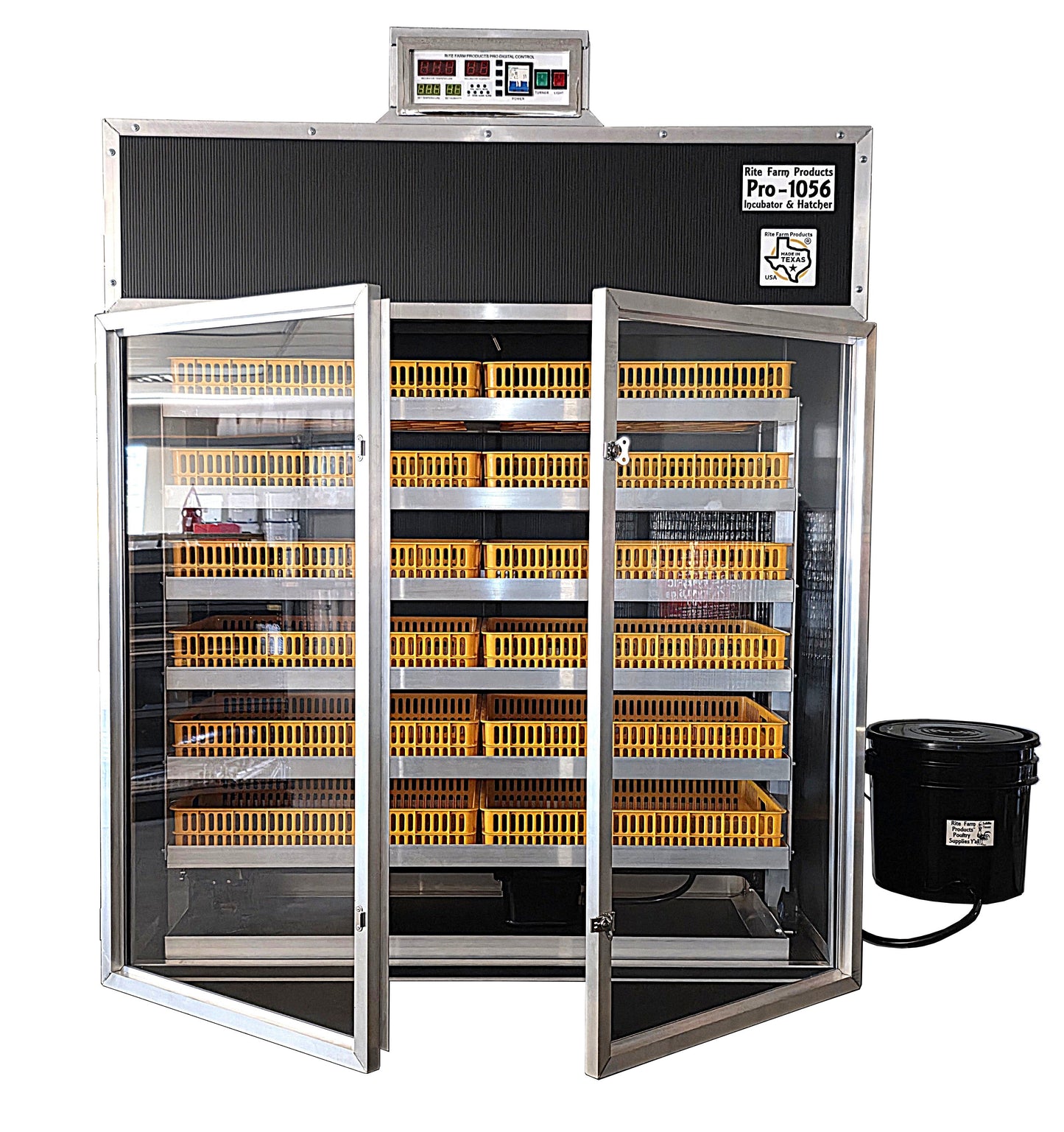 Rite Farm PRO1056 large capacity chicken egg cabinet incubator with 12 trays and 1056 egg capacity made in USA